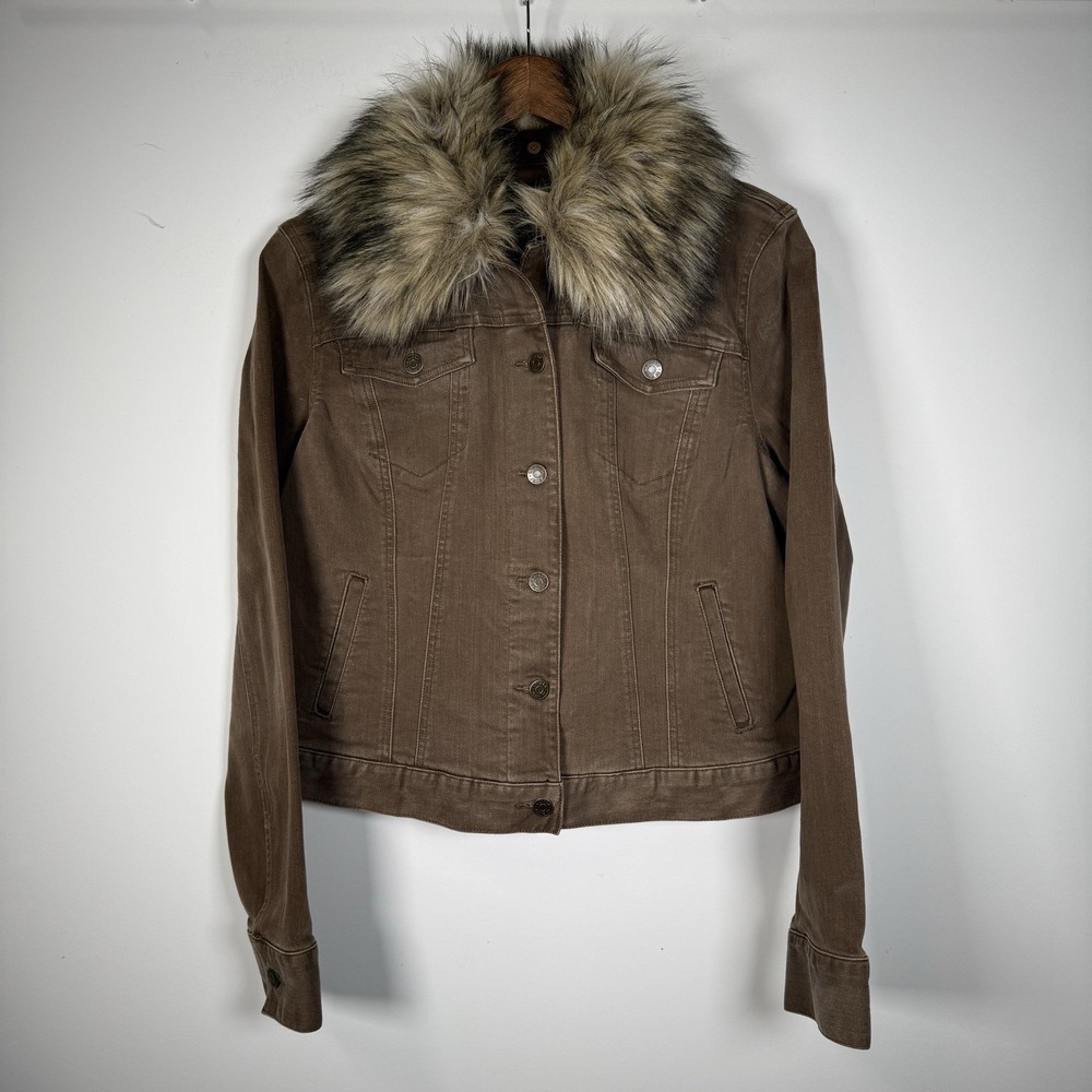 Ralph Lauren Denim‎ Jean Jacket Removable Faux Fur Collar L